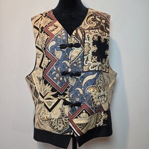 Norton McNaughton Vintage Vest Women's 14 Brocade   Paisley Print Waistcoat